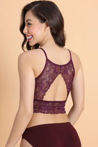 Zivame Double Layered Non Wired 3/4th Coverage Bralette - Grape Wine — thumbnail 5